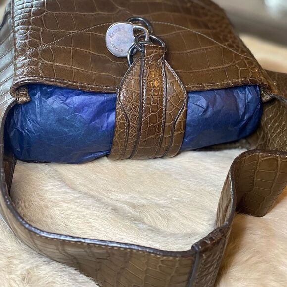 Ralph Lauren Collection Made in Italy Brown Alligator Soft Side Hobo Hand Bag - Picture 7 of 16